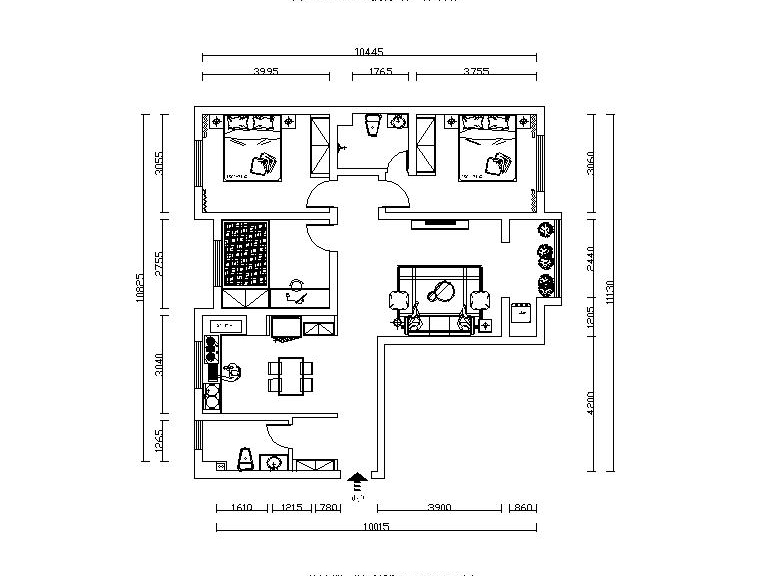 世纪花园125平三室两厅两卫平面布置图