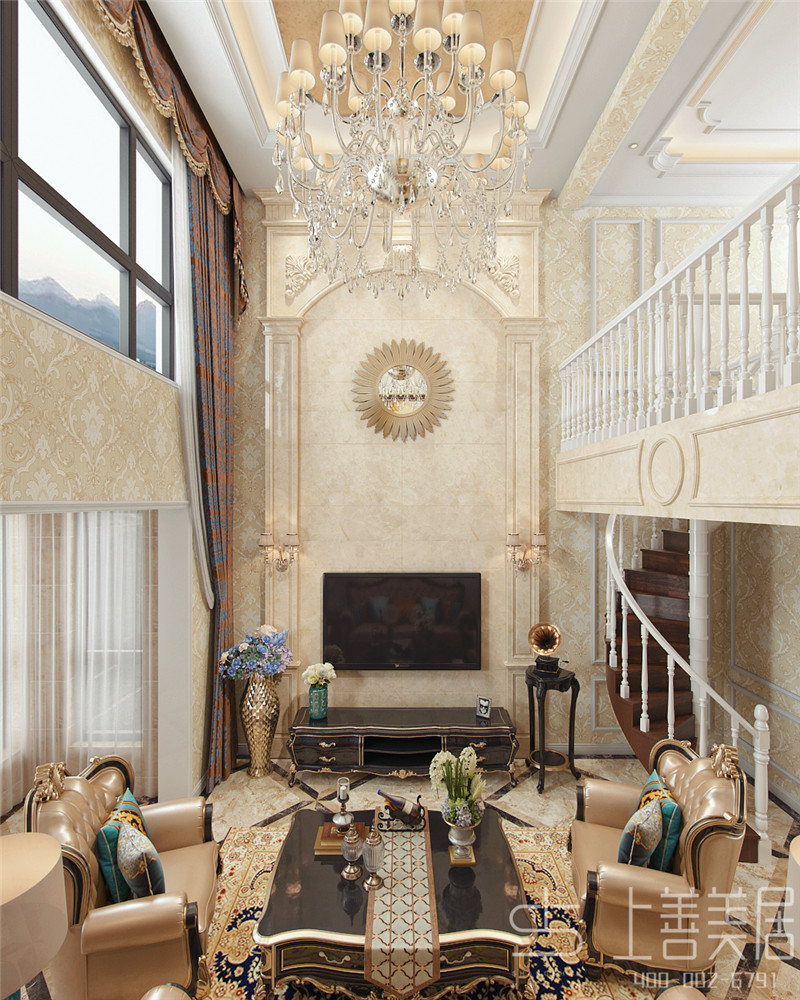 定州爵士山200平五室三厅欧式古典风格装修效果图