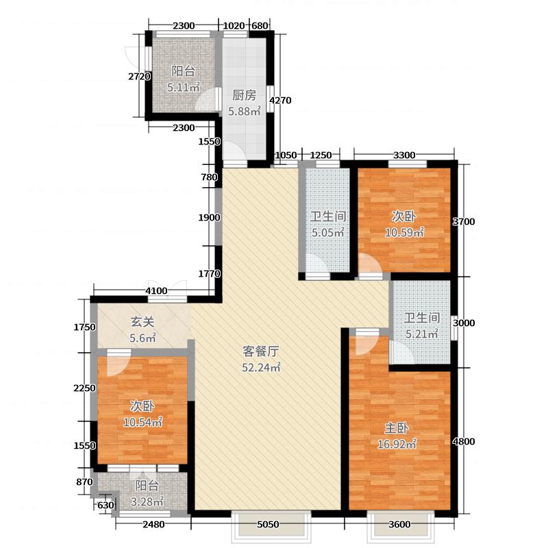 帝王国际3室2厅2卫1厨163.00㎡户型图