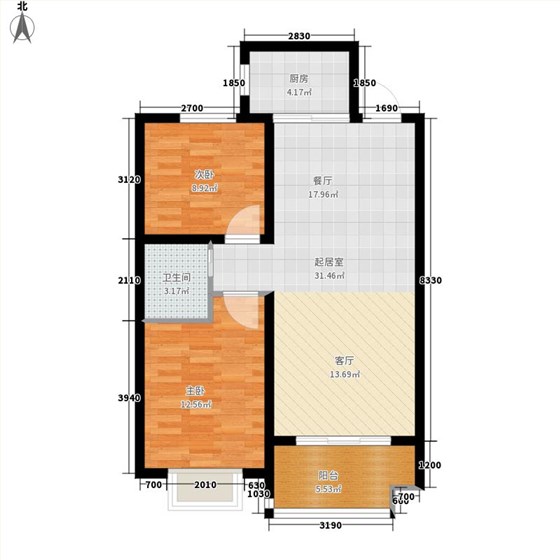 同祥城2室1厅1卫1厨94㎡户型图
