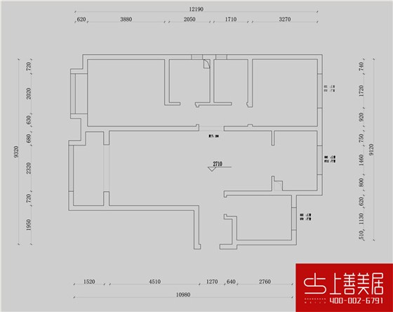 保利拉菲公馆132平三室两厅户型原始户型图