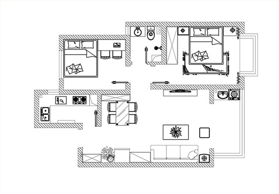 天悦城90平现代简约平面