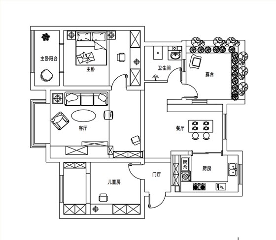 西山庭院110平平面