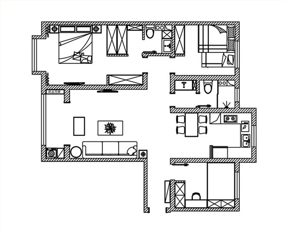 紫晶悦城132平后现代风格平面
