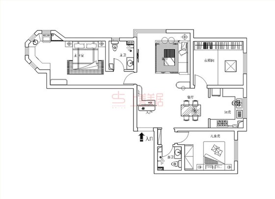 天河悦城118平米平面布置图