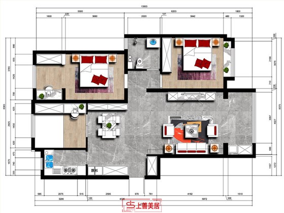 天悦城115平现代风格-石家庄上善美居装饰公司