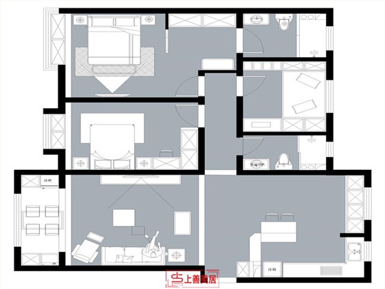 保利堂悦137平现代风格户型图