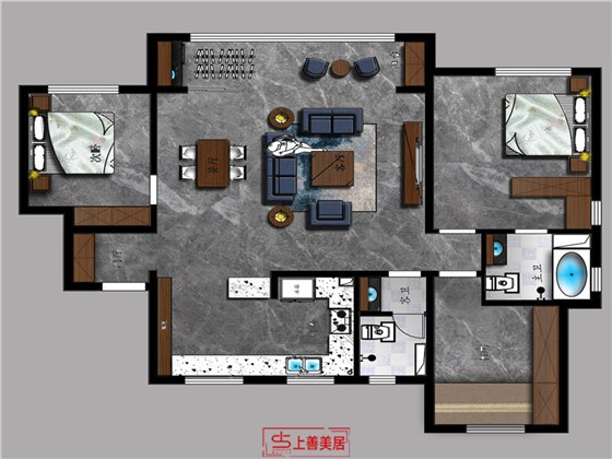 优步大道110平现代风格户型图