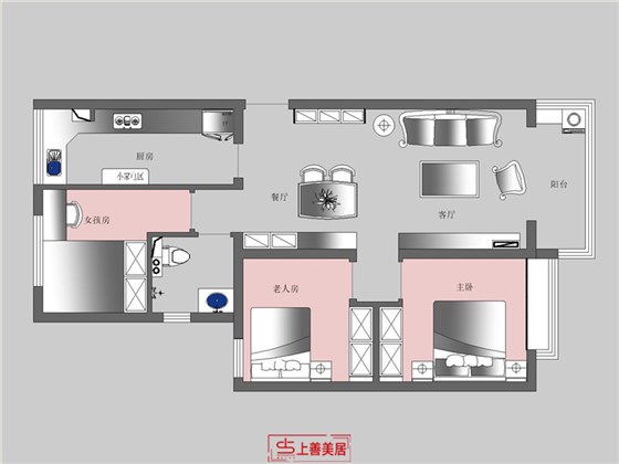 恒大御景半岛114平现代风格户型图