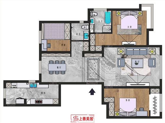 国赫天著155平现代风格户型图
