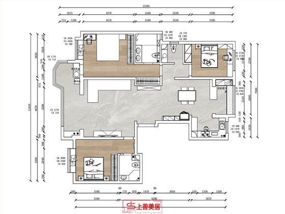 荣盛华府180平现代风格户型图