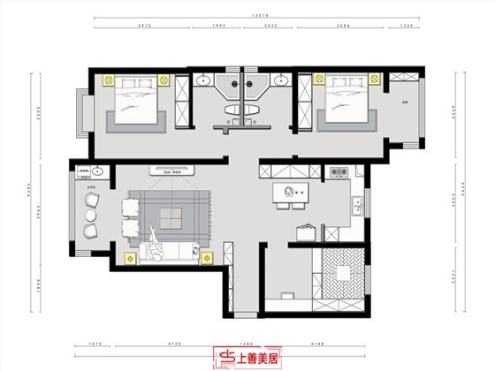 景苑花园140平现代风格平面布局图