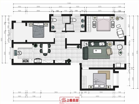 融创中心155平现代风格户型图