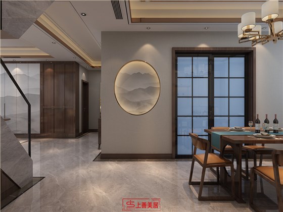 定州明月新城260平新中式风格玄关