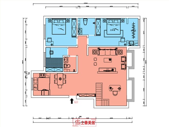 军蔷苑200平新中式风格户型图