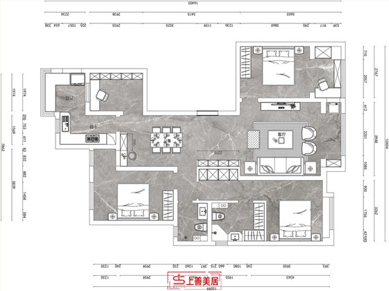 天悦城139平现代风格户型图