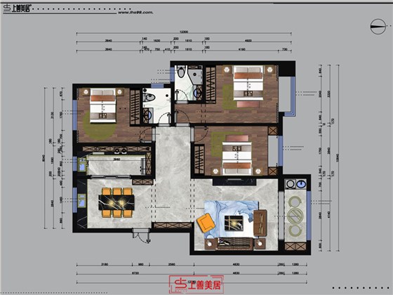 公园首府140平现代风格户型图