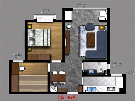 中山凯旋门83平简约风格户型图