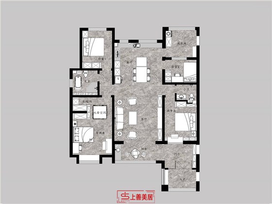天洲视界城177平美式风格户型图