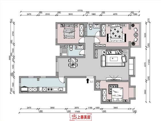 玉龙小区155平现代风格彩色设计方案