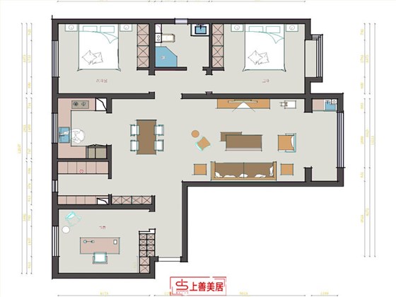 振二街北苑150平新中式风格户型图