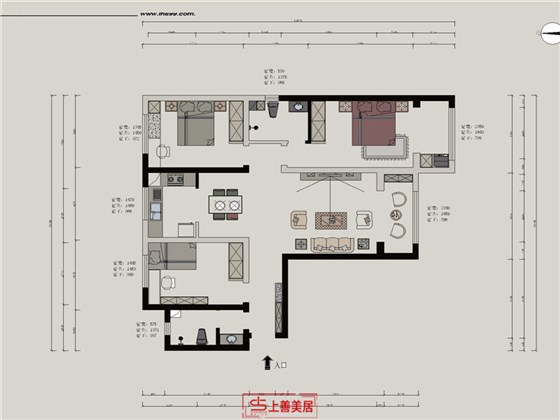 友东小区130平中式风格户型图