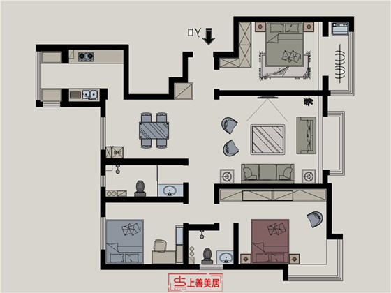 志诚华府120平现代风格户型图