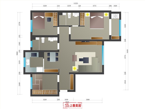 紫晶悦城130平现代风格户型图