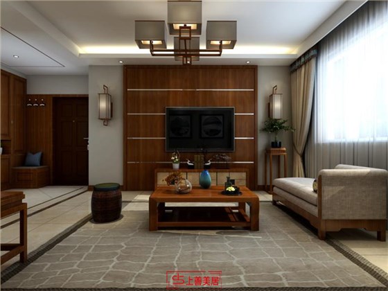 翰林观天下140平新中式风格电视墙