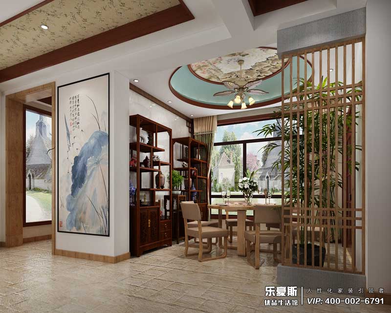 星湖国际花园新中式风格装修效果图