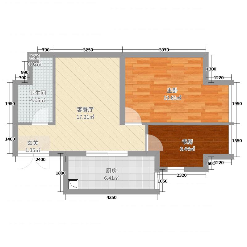 盛世御城2室2厅1卫1厨67㎡户型图