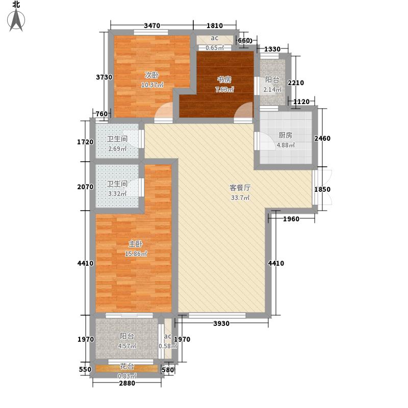 盛世御城3室1厅2卫1厨122㎡户型图