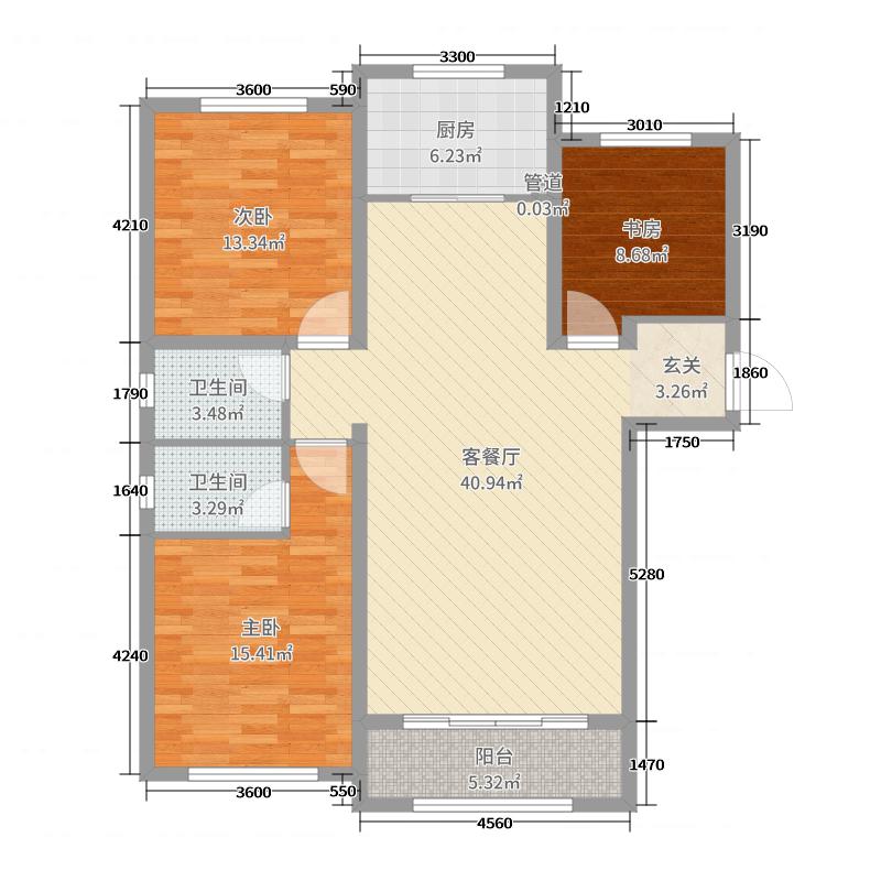 天海容天下3室2厅2卫1厨137㎡户型图