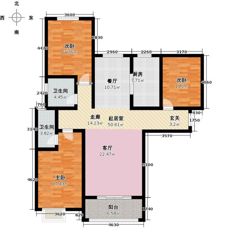 卓升尚郡3室2厅2卫1厨133㎡户型图