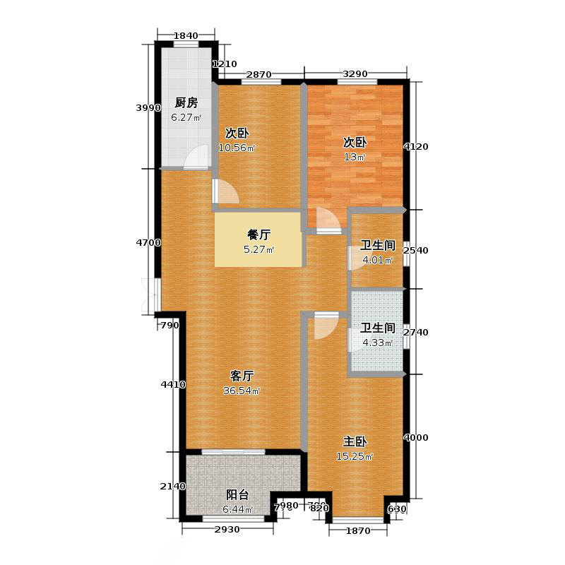 百岛绿城3室2厅2卫1厨136㎡户型图