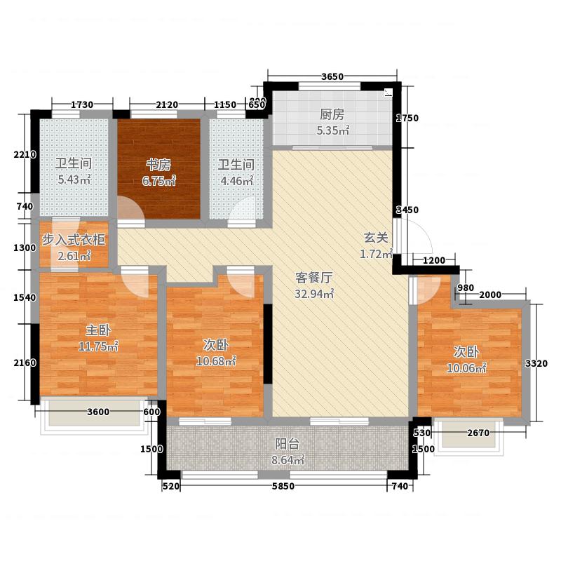 保利西悦春天4室2厅2卫1厨147㎡户型图