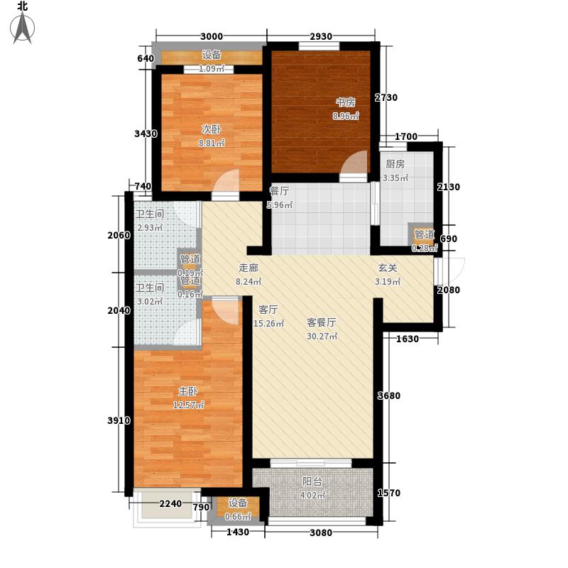 天下锦程3室1厅2卫1厨112㎡户型图