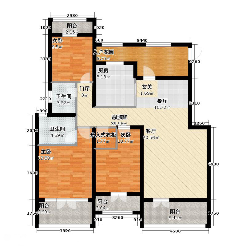 天下锦程3室3厅2卫1厨132㎡户型图