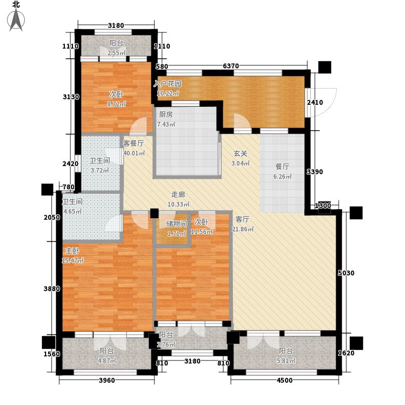 天下锦程3室1厅2卫1厨170㎡户型图