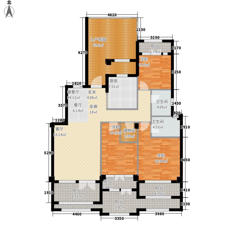 天下锦程3室1厅2卫1厨210㎡户型图