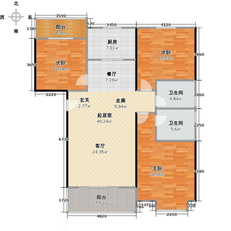 橡嵘湾3室2厅2卫1厨126㎡户型图