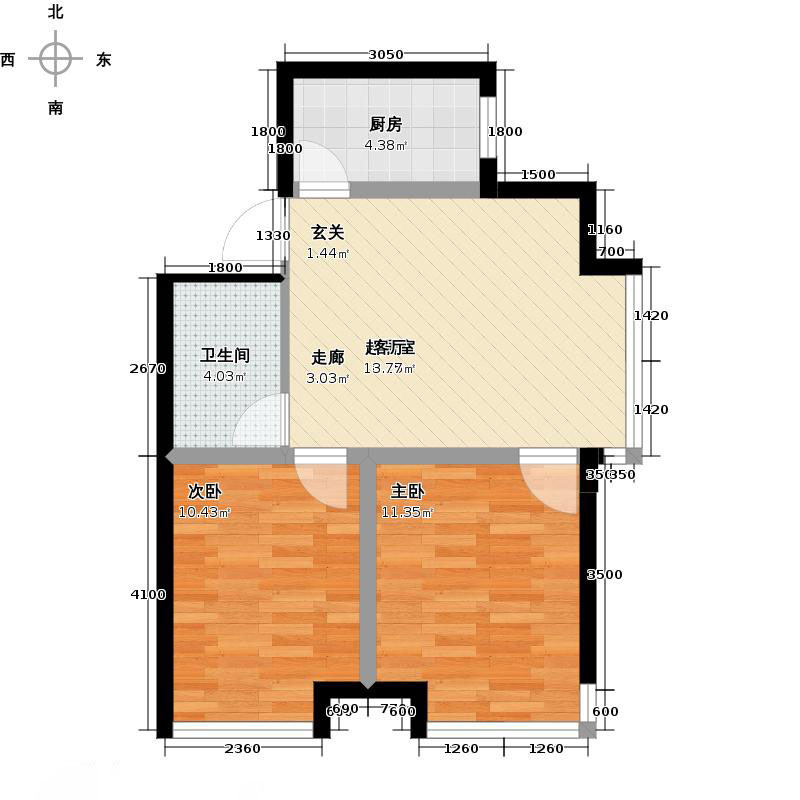 天宁小筑2室1厅1卫1厨75㎡户型图