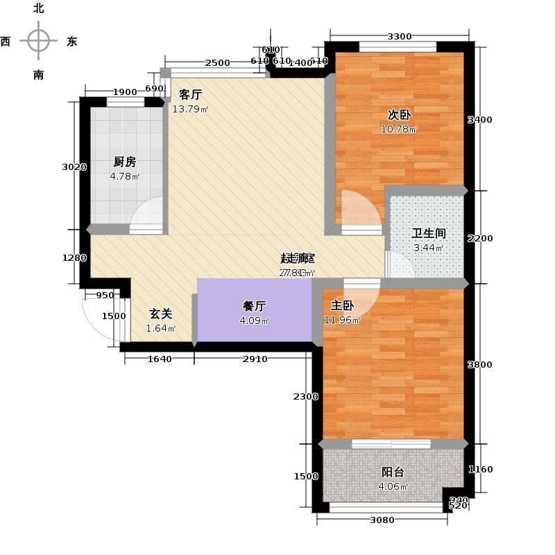 天宁小筑2室2厅1卫1厨94㎡户型图