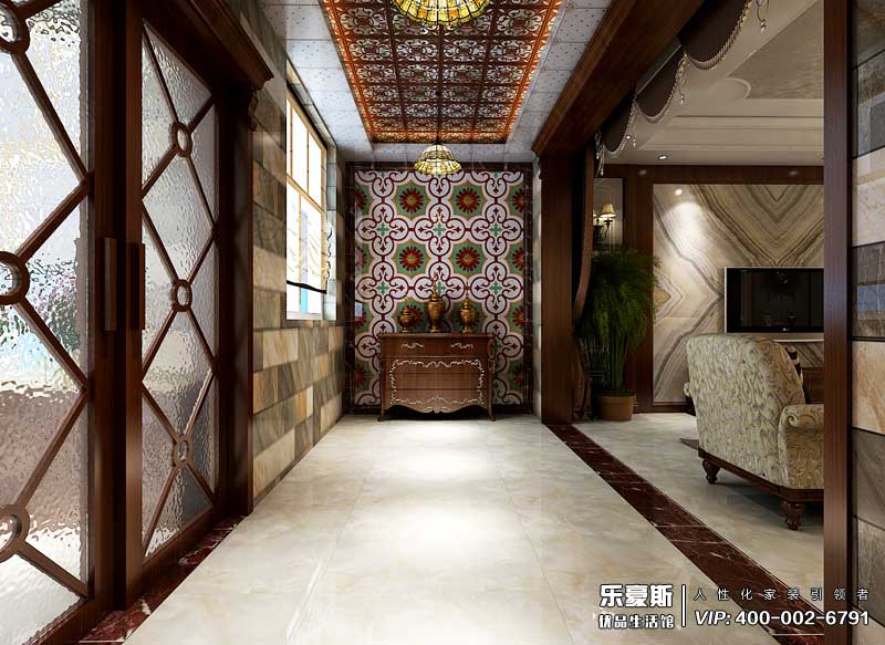 东胜紫御府168平米美式乡村风格装修效果图