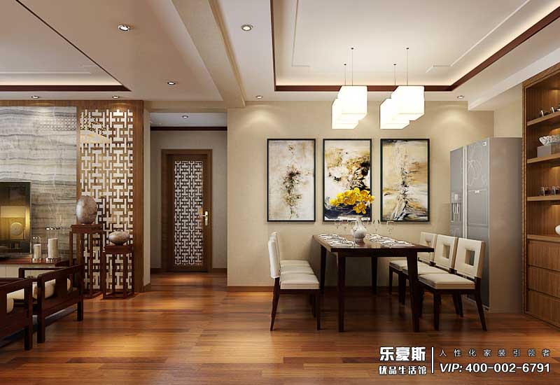 金海华府三室两厅新中式风格装修效果图