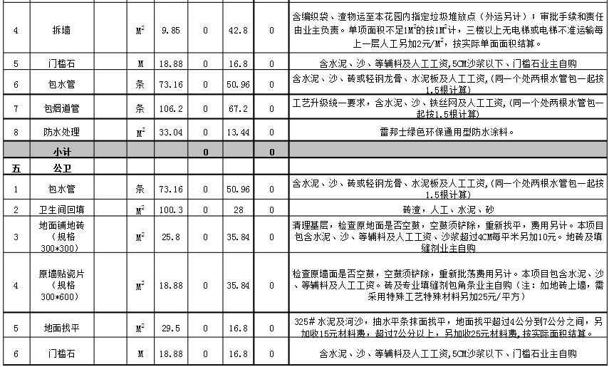 石家庄家装半包报价单