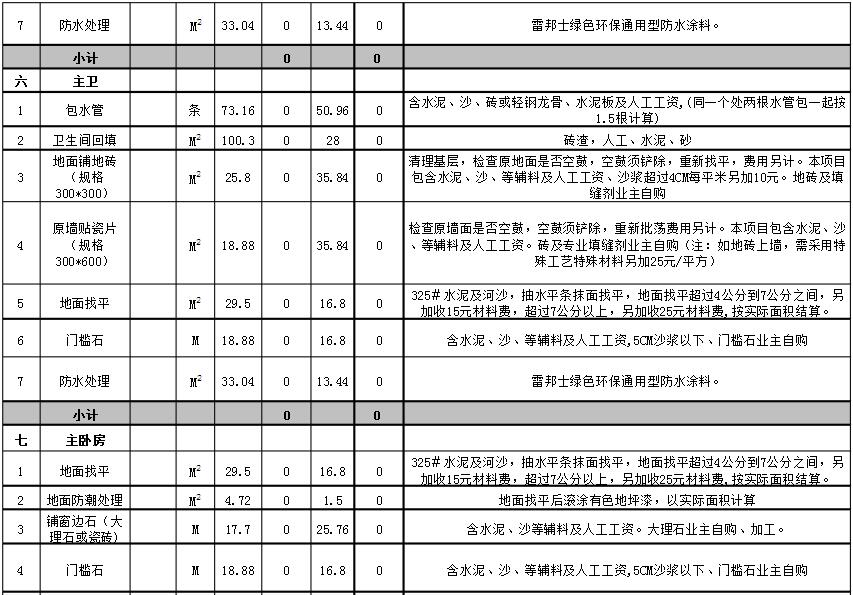 石家庄家装半包报价单