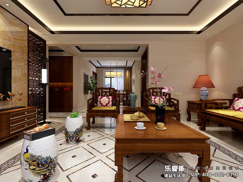 东胜紫御府168平米新中式风格装修效果图