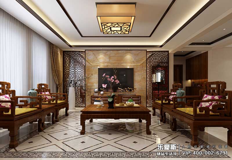 东胜紫御府168平米新中式风格装修效果图