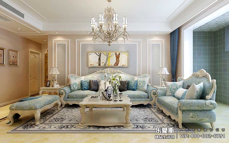 东胜紫御公园广场美式风格装修